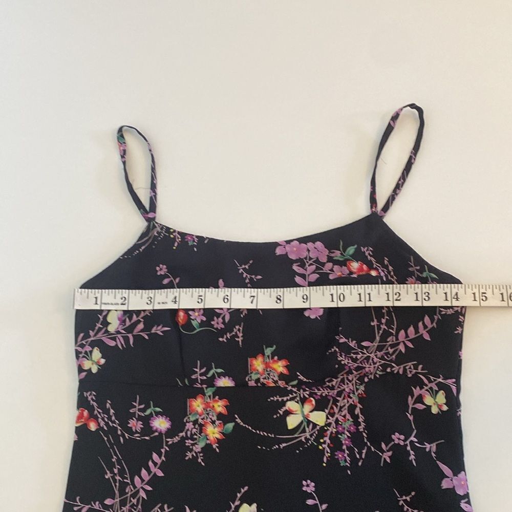 Vintage 90's/ Early 00's Black Floral Empire Waist Mini Dress Size Small - Picture 11 of 14
